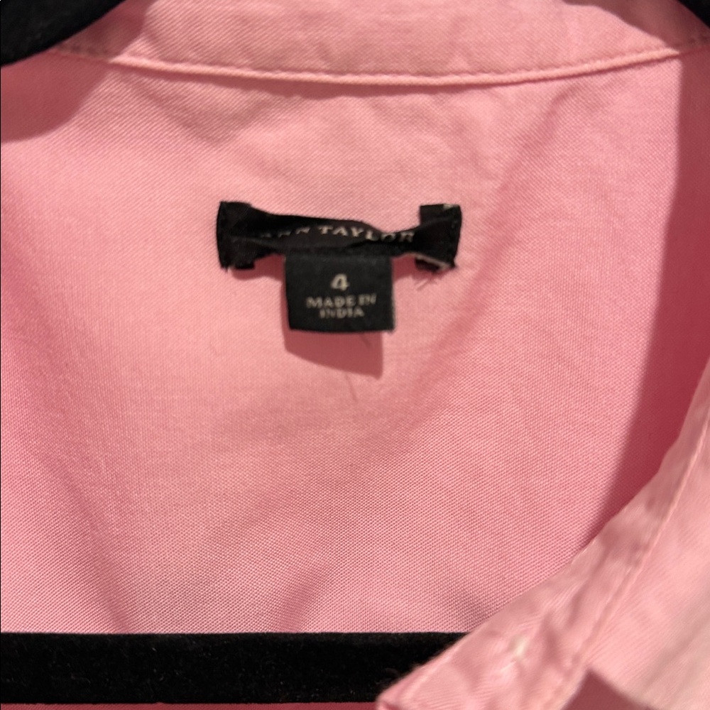 Ann Taylor Pink Button-Down A line dress - Picture 2 of 4